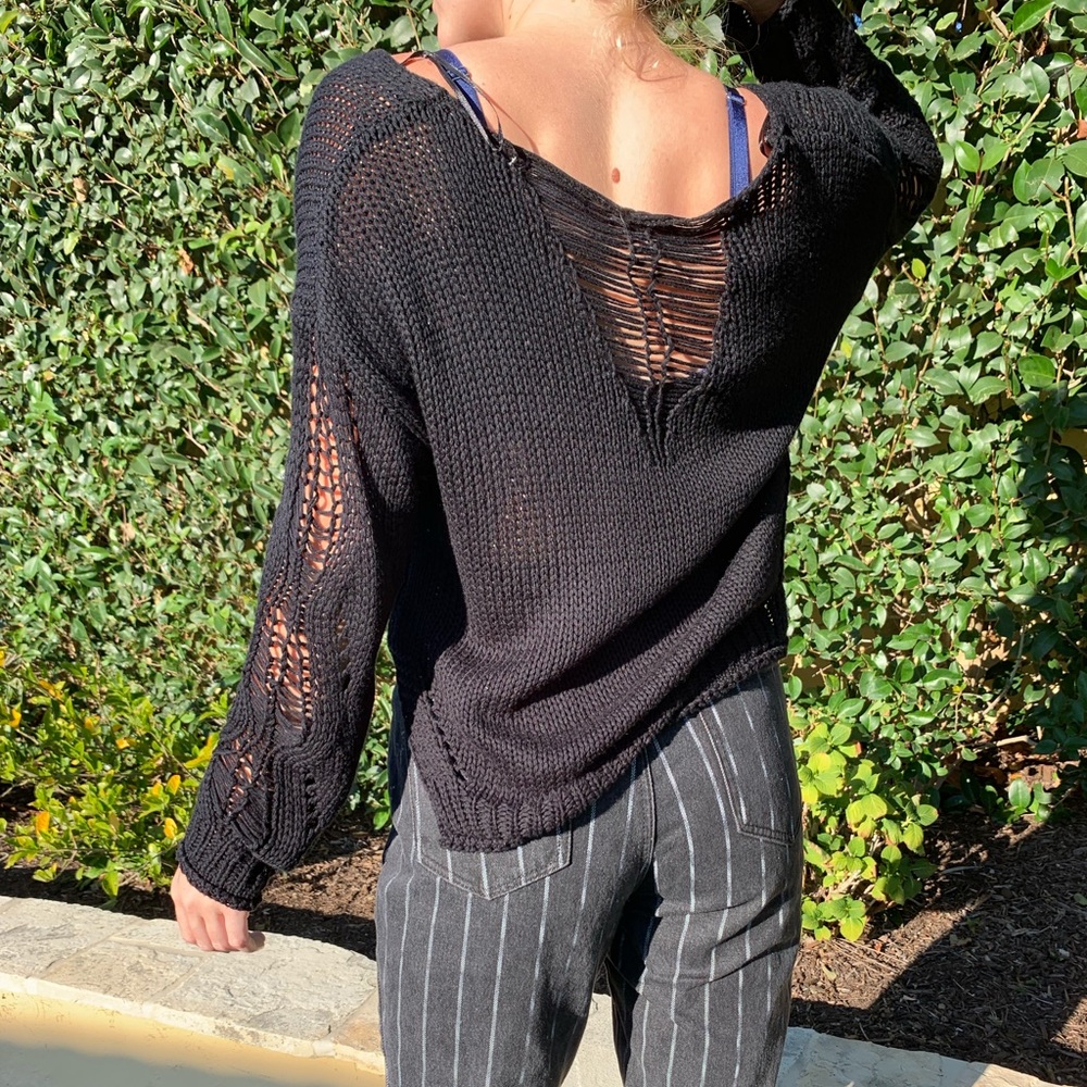 Black Distressed Sweater